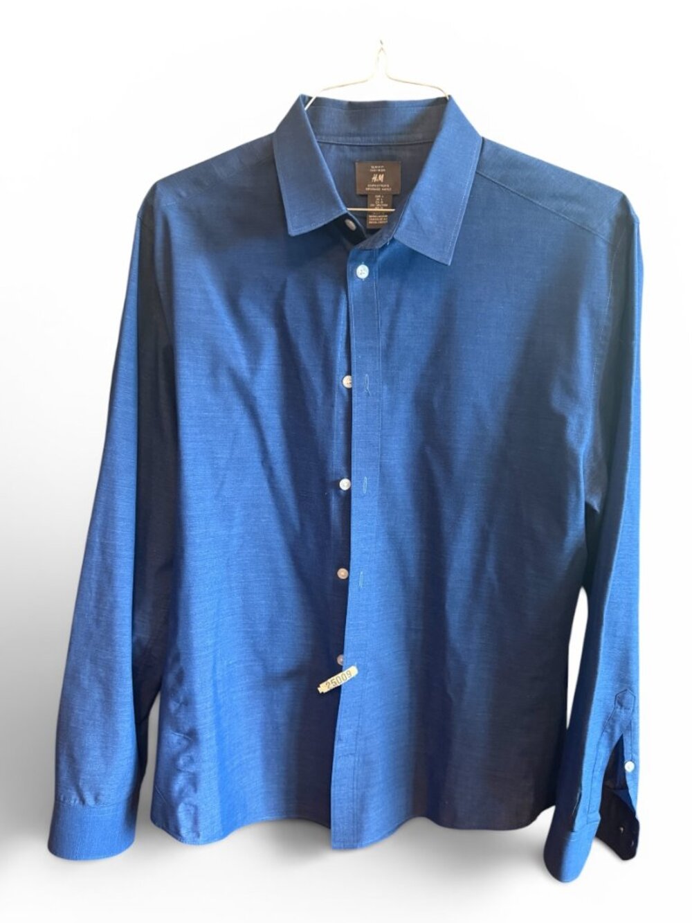 H&M Premium Quality Men's Blue Dress Shirt Button Front | Modern Classic Size M